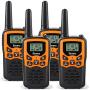 Rivins RV-7 Walkie Talkies for Adults Long Range 4 Pack 2-Way Radios Up to 5 Miles Range in Open Field 22 Channel FRS/GMRS Walkie Talkies UHF Handheld Walky Talky (Black/Orange)