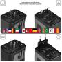 KIYA Power Plug Adapter, International travel Adapter with Quick Charge 5.6A Max 4 USB & 1 USB-C Port , for USA , UK, Euro,  AU, EU - 160 Countries with Type C A G I A/C