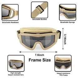 Freehawk Tactical Safety Goggles Airsoft Goggles Military Goggles Motorcycle Goggles with 3 Interchangeable Multi Lens for Shooting/Paintbal/Hiking/Skiing/Riding