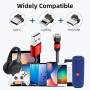 Magnetic Charging Cable [3pk 3ft/6ft/6ft] ModTech 3 in 1 USB 360 Magnetic Phone Charger - Nylon Braided Magnetic Charger - Compatible Micro USB - Type C - iProducts (Red 2A/3pck)