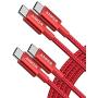 USB C Cable, Anker 2 Pack New Nylon USB C to USB C Cable (6ft 60W), PD Type C Charging Cable for MacBook Pro 2020, iPad Pro, Galaxy S20, Switch, Pixel, LG and Other USB C Charger Red