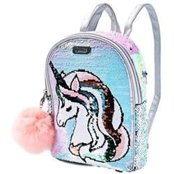 Justice Mini Backpack for Girls - Unicorn Small Backpack with Flip Sequin and Adjustable Straps - Cute Backpack Purse that Holds Wallet, Phone, Charger, Makeup Accessories, Camera, Water Bottle