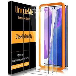 [3 Pack] UniqueMe Screen Protector for Samsung Galaxy Note 20 Tempered Glass,[Ultrasonic Fingerprint Compatible] [Case Friendly]9H Hardness [Alignment Frame Easy Installation] High Definition Bubble Free