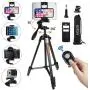 ACUTECATX 54-Inch Phone Tripod for iPhone Android Cell Phone iPad Camera Tripod Stand Mount with Wireless Remote + Universal Phone/Tablet Holder + Tripod Mount for Gopro and Carrying Bag(Black)