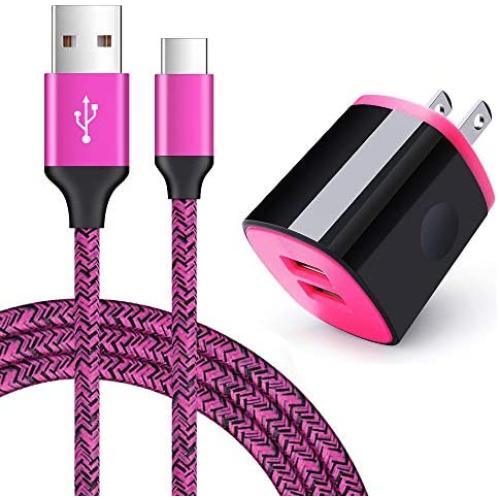 USB Type C Charger, AndHot 2-Port Wall Charger Power Adapter + 6ft Fast Charge USB C Cable Replacement for Samsung Galaxy Note 10+ 10 9 8 S10 S10E S9 A50 A10E A20 A30 A40 A60 A70 A80 A90 M20 M30 M40