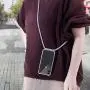 kwmobile Crossbody Case Compatible with Apple iPhone X - Clear Transparent TPU Cell Phone Cover with Neck Cord Lanyard Strap - Transparent/Light Blue
