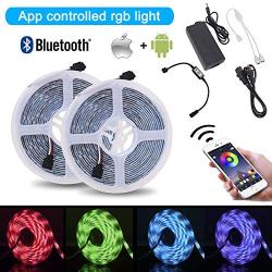 Music Bluetooth Led Lights Strip Smart-Phone Controlled 32.8ft Waterproof SMD5050 300LEDs with 12V Power Supply for Indoor Decor Party and Bar