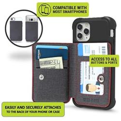 Cell Phone Wallet for Back of Phone, Stick On Wallet Credit Card ID Holder with RFID Protection Compatible with iPhone, Galaxy & Most Smartphones and Cases