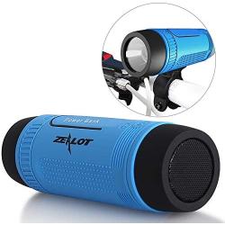 Bluetooth Bicycle Speaker Zealot S1 Bike Cycling Portable Speakers Waterproof, 4000mAh Power Bank, LED Light, TF Card Play, with Full Outdoor Accessories(Bike Mount, Carabiner.)(Blue)