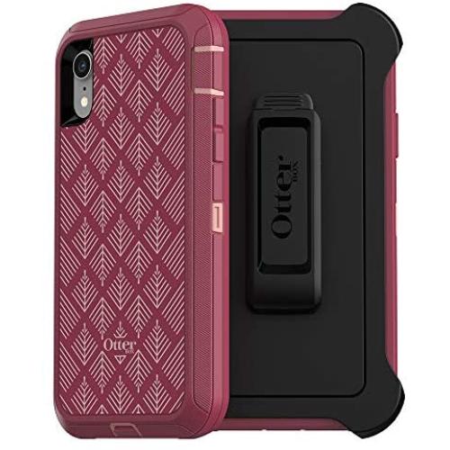 OtterBox DEFENDER SERIES SCREENLESS EDITION Case for iPhone Xr - Retail Packaging - HAPPA (SILVER PINK/RED PLUM/HAPPA GRAPHIC)