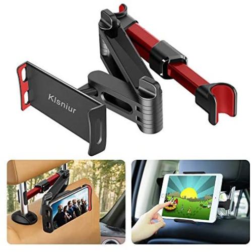 Car Headrest Mount, Tablet Headrest Holder, Car Backseat Seat Mount Holder Universal 360° Rotating Adjustable for All 6"-10.5" Tablet iPad iPad Air iPad Mini,Samsung Galaxy,Cell Phones 4.5"-8" (Red)