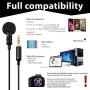 Professional Grade Lavalier Lapel Microphone Omnidirectional Mic with Easy Clip On System  Perfect for Recording Youtube / Interview / Video Conference / Podcast / Voice Dictation / iPhone/ASMR