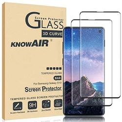 KNOWAIR Galaxy S10 Screen Protector,Full Coverage Tempered Glass[2 Pack][High Definition][Designed for Ultrasonic Fingerprint] Tempered Glass Screen Protector Suitable for Galaxy S10