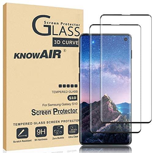 KNOWAIR Galaxy S10 Screen Protector,Full Coverage Tempered Glass[2 Pack][High Definition][Designed for Ultrasonic Fingerprint] Tempered Glass Screen Protector Suitable for Galaxy S10