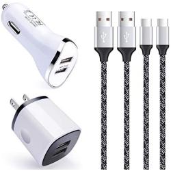 USB Car Charger, Dual Port Wall Charger Plug with 6FT Fast Charging USB C Cable Compatible for Samsung Galaxy S20 Plus Ultra Note 10 10+ A30 A40 A70 A90 A31 A61 A81 A91,LG G8X G8 G9 G7 V60 V40 Thinq