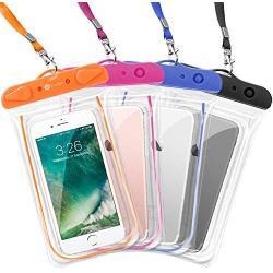 F-color Waterproof Case, 4 Pack Transparent PVC Waterproof Phone Pouch Dry Bag for Swimming, Boating, Fishing, Skiing, Rafting, Protect iPhone X 8 7 6S Plus SE, Galaxy S6 S7, LG G5 and More