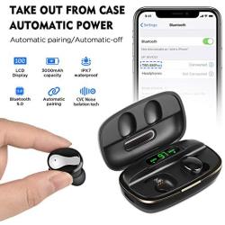 DuoTen Wireless Earbuds, IPX7 Waterproof Earbuds Bluetooth 5.0 Headphones 150 Hours Playtime, TWS Stereo Sound Wireless Earphones with 3000mAh Charging Case LCD Display CVC8.0