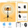 Ring Light with Stand 10.2" RingLight with Tripod Stand and Phone Holder Remote Control 3 Lighting Modes and 10 Lighting Levels of Dimmable RingLight Selfie Light for YouTube Video/Makeup/tiktok Shot