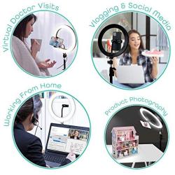 Aduro U-Stream 10" Selfie Ring Light with Phone Tripod Stand (18” to 52" Adjustable Height) Holder, Social Media Influencer Live-Streaming Phone Mount and Light Kit