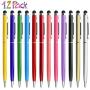 innhom Stylus Pens Stylus Pen for Touch Screens iPad iPhone Tablets Samsung Kindle and Black Ink Ballpoint Pens-2 in 1 Stylists Pens 12 Pack