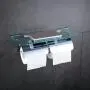 Hiendure Toilet Paper Holder,Double Bathroom Roll Tissue Holders Paper Dispenser with Glass Shelf and 2 Lids