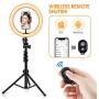 Ring Light,10.2" LED Ring Light with Stand and Phone Holder,Adjustable Bracket(16.56 to 53.5),3 Light Modes 10 Brightness,Selfie Dimmable Ringlight for YouTube Video/Live Stream/Makeup/Photography