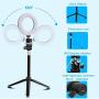 EEIEER Ring Light, 6 Ring Light with Stand Mini LED Dimmable Light with Cell Phone Holder Desktop LED Lamp for Live Stream/Makeup/Video/Photography (6inch,White/Cold Light)