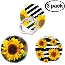 (3 Pack) Mobile Phone Ring Holder Finger Grip,Sunflowers Cell Phone Stand Collapsible Kickstand Compatible with All Smartphone