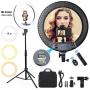 Ring Light 18 inch 55W Dimmable LED Ringlight with Tripod Stand and Phone Holder, Remote Control Bi-Color 3000K-6500K Circle Lighting for Vlog, Makeup, YouTube, Camera, Photo, Video, Selfie, Beauty