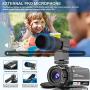 Video Camera 2.7K Camcorder Ultra HD 36MP Vlogging Camera for YouTube IR Night Vision 3.0" LCD Touch Screen 16X Digital Zoom Camera Recorder with Microphone Handheld Stabilizer Remote Control