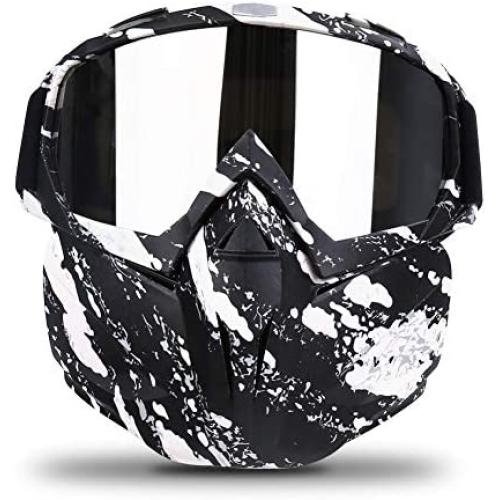 Freehawk Motorcycle Goggle Mask - Motorcycle Glasses with Detachable Mask for Desert Offroad Riding/Skiing/Snowmobile/Cycling/Halloween/Costume Ball