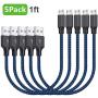 Micro USB Cable 1ft 5 Pack, Short Android Charger Cable Braided Fast Charging Phone Charger Cord Compatible with Galaxy S7 S6 Edge, Kindle, Note 5, Windows Smartphones and More - Blue