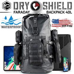 Mission Darkness Dry Shield Faraday Backpack 40L // Waterproof Tactical Backpack w/MOLLE Webbing & Packs // Signal Blocking, Anti-Tracking, EMP Shield, Data Privacy for Mobile Devices, Laptops, etc.