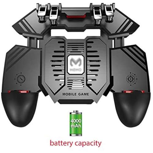 Wired Gamepad for Helper Mobile Phone Multi-Function Gamepade Radiator Handle Water-Cooled Fan Six Fingers PUGB Handle Power Bank-4000mAh-,