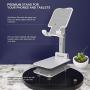 Cell Phone Stand for Desk, Foldable Adjustable Phone Stand Holder for Desk Tablet iPad Stands Sturdy Portable Hands Free iPhone Stand, Compatible with iPhone/Samsung/All Mobile Phone (White)