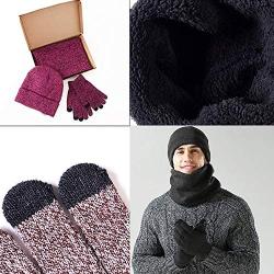 Winter Warm Clothing Set - Beanie Hat, Scarf and Touch Screen Gloves [3in1 Set]