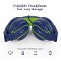 Elecder i36 Kids Headphones Children Girls Boys Teens Foldable Adjustable On Ear Headphones 3.5mm Jack Compatible iPad Cellphones Computer Kindle MP3/4 Airplane School Tablet Blue/Green