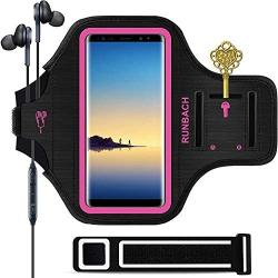 Galaxy Note 10+/9/8 Armband,RUNBACH Sweatproof Running Exercise Gym Cellphone Sportband Bag with Fingerprint Touch/Key Holder and Card Slot for Samsung Galaxy Note 10+/Note 9/Note 8 (Pink)