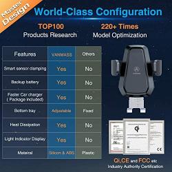 VANMASS Wireless Car Charger Mount, Automatic Clamping Qi 10W 7.5W Fast Charging Car Mount, Windshield Dashboard Air Vent Phone Holder Compatible with iPhone 11 Pro Xs X 8,Samsung S20 S10 Note10