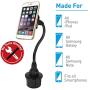 Macally Car Cup Holder Magnetic Phone Mount with for Extra Long Neck & 2 Metal Plates for iPhone 11 Max Pro Xs Max XR X 8 Plus 7 Plus 6S 6 Plus, Samsung Galaxy S10 S9 Note & Most Cell Phones