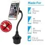 Macally Car Cup Holder Magnetic Phone Mount with for Extra Long Neck & 2 Metal Plates for iPhone 11 Max Pro Xs Max XR X 8 Plus 7 Plus 6S 6 Plus, Samsung Galaxy S10 S9 Note & Most Cell Phones