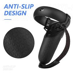 COOLWUFAN Touch Controller Grip Cover for Oculus Quest/Oculus Rift S Protective Sleeve Handle Case Shell Accessories with Adjustable Wrist Strap/Sweat-Proof/Non-Slip (Black)