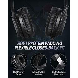 EasySMX Gaming Headset for Xbox One S, X, PS4, PC with Soft Breathing Earmuffs, Audio Stereo Sound, Adjustable Mic, Comfortable Mute & LED Lights, Xbox Headset for Laptop, Nintendo Switch (Blue)