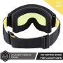 Ski & Snowboard Goggles - OTG Snow Glasses for Skiing, Snowboarding & Outdoor Winter Sports - Snowmobile Gear with Anti-Fog Dual-Layer Cylindrical Lens & UV400 Protection - Fits Men, Women & Youth