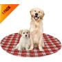 KOOLTAIL Washable Pee Pads for Dogs - Round Plaid Puppy Potty Pad for Dog Playpen, Reusable Whelping Training Pads Red