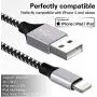 WUYA iPhone Charger, MFi Certified Lightning Cable 5 Pack (3/3/6/6/10FT) Nylon Woven with Metal Connector Compatible iPhone Xs Max/ X/8/7/Plus/6S/6/SE/5S iPad - Black&White