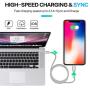 iPhone Charger Cable MFi Certified Lightning Cable 3Pack(10ft) Nylon Braided High Speed USB Charging Cord for iPhone 11 Pro Xs Max XR X 8 7 Plus 6S 6 SE 5S iPad & More-SilverGray