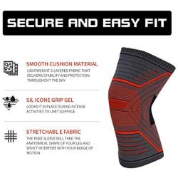 Compression Kneepads-Knee Brace for Men and Women-Supports Running, Volleyball, Running, Meniscus Tearing, Cycling and Sports(Red M)