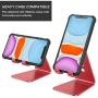 OMOTON Desktop Cell Phone Stand [Updated Solid Version], Advanced 4mm Thickness Aluminum Stand Holder for Switch, Mobile Phone, iPhone 11 Pro Xs Max Xr, Red