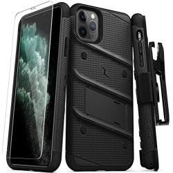 Zizo Bolt Cover - Case for iPhone 11 Pro Max with Military Grade + Glass Screen Protector & Kickstand and Holster (Black